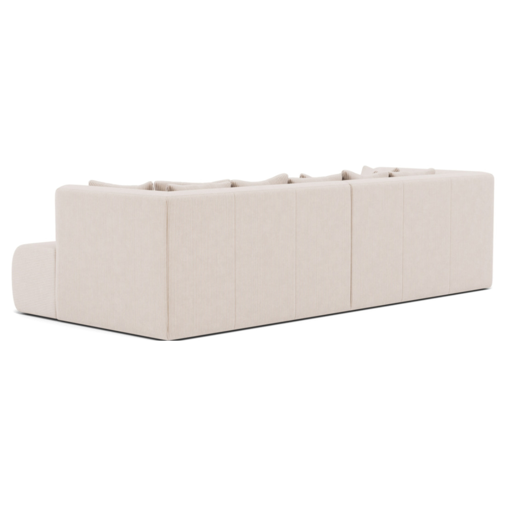 Onyx - canapé droit 4 places avec double méridienne - assise profonde - en velours côtelé - Beige