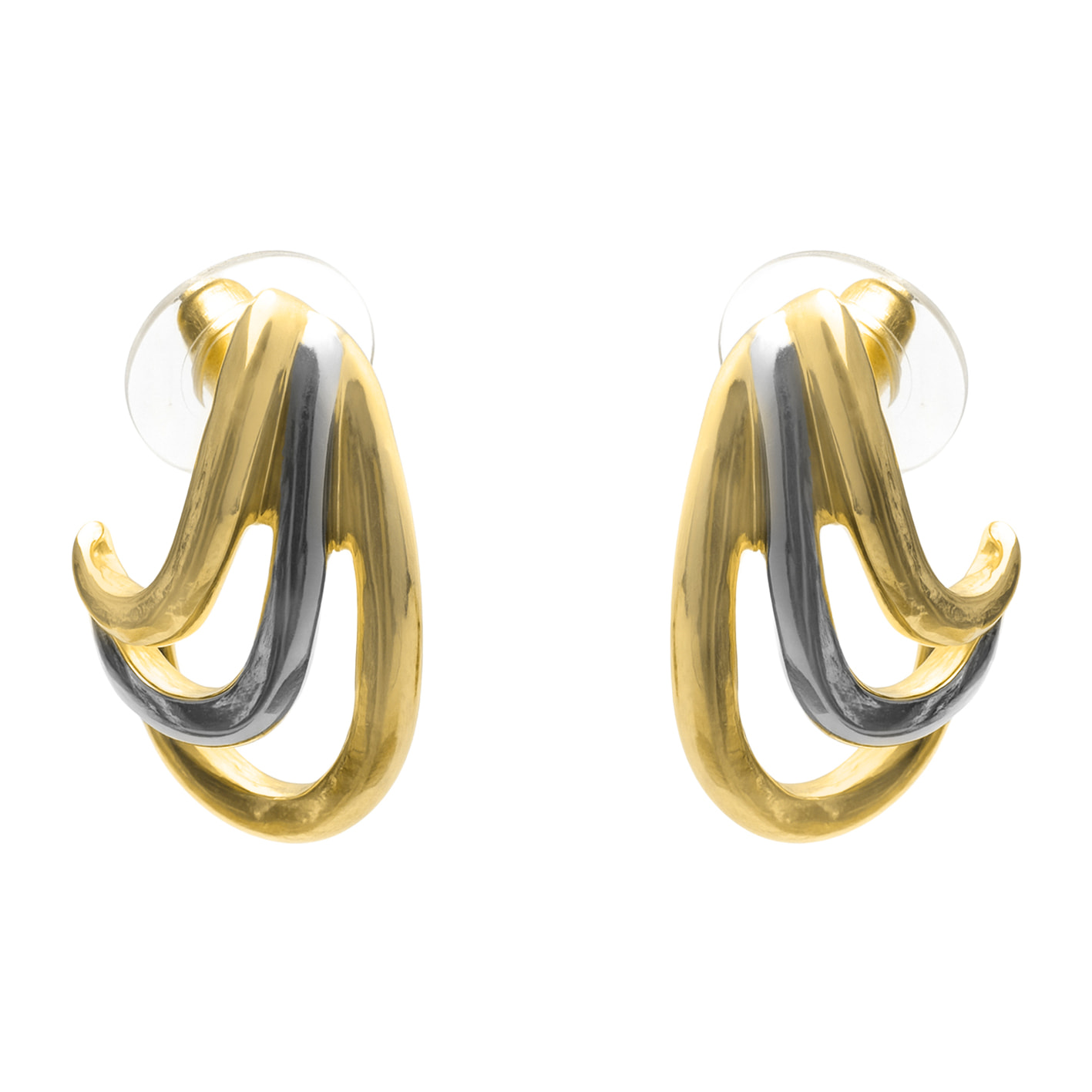 Pendientes Towio acabado plata y oro amarillo 18k