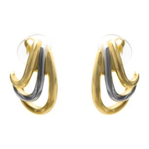 Pendientes Towio acabado plata y oro amarillo 18k