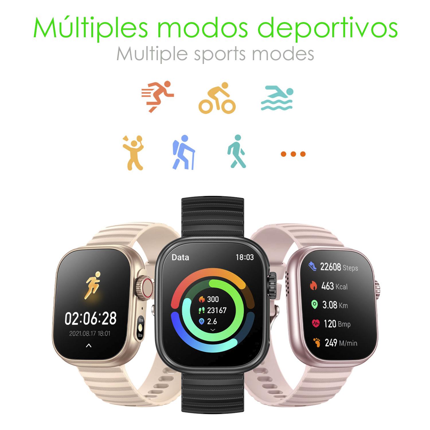 DAM Smartwatch ZW39 con notificaciones de Apps, llamadas Bluetooth. Monitor de tensión y oxígeno en sangre. 3,7x1,1x4,7 Cm. Color: Negro