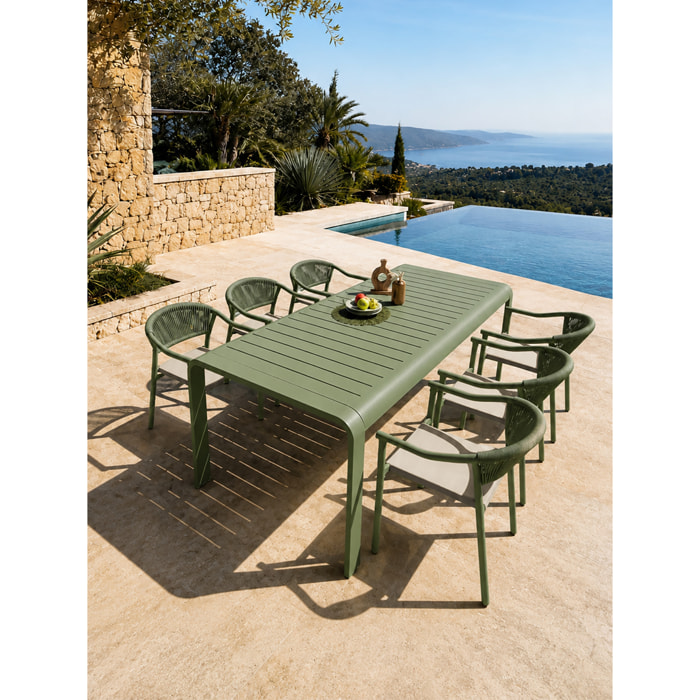 HANOI - Ensemble repas de jardin en aluminium 6 places