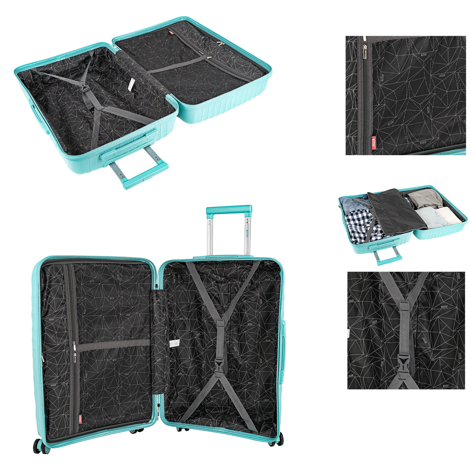 Juego De Maletas Rígidas Pp Jaslen Crawley Menta