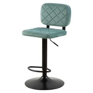 Lot de 2 chaises de bar réglables 60/81 cm en velours vert d'eau - Viktor