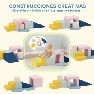 Juego de 8 Bloques de Espuma para Niños, Bloques de Psicomotricidad con Fundas de Terciopelo Lavables, Set de Escalada para Interior, para Escalar y Gatear, Multicolor