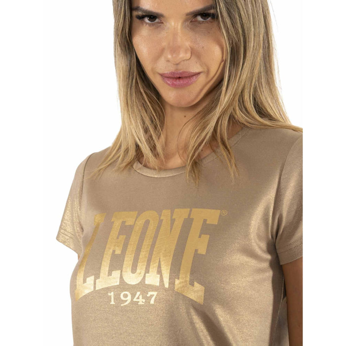 T-shirt in lurex da donna Leone Chic Gold