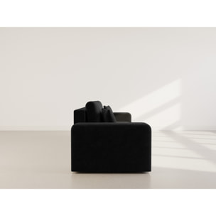 Nicole - Canapé droit 4 places convertible avec coffre en tissu - Gris Anthracite