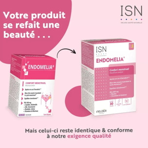 INELDEA SANTE NATURELLE - Endomelia - Complément alimentaire à base de PEA, NAC, Resvératrol, Plantes, Vitamines & Minéraux - Favorise le confort menstruel - Cure 30j