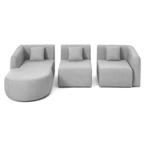 Ikare - canapé modulable d'angle gauche - 4 places - en tissu - Gris clair