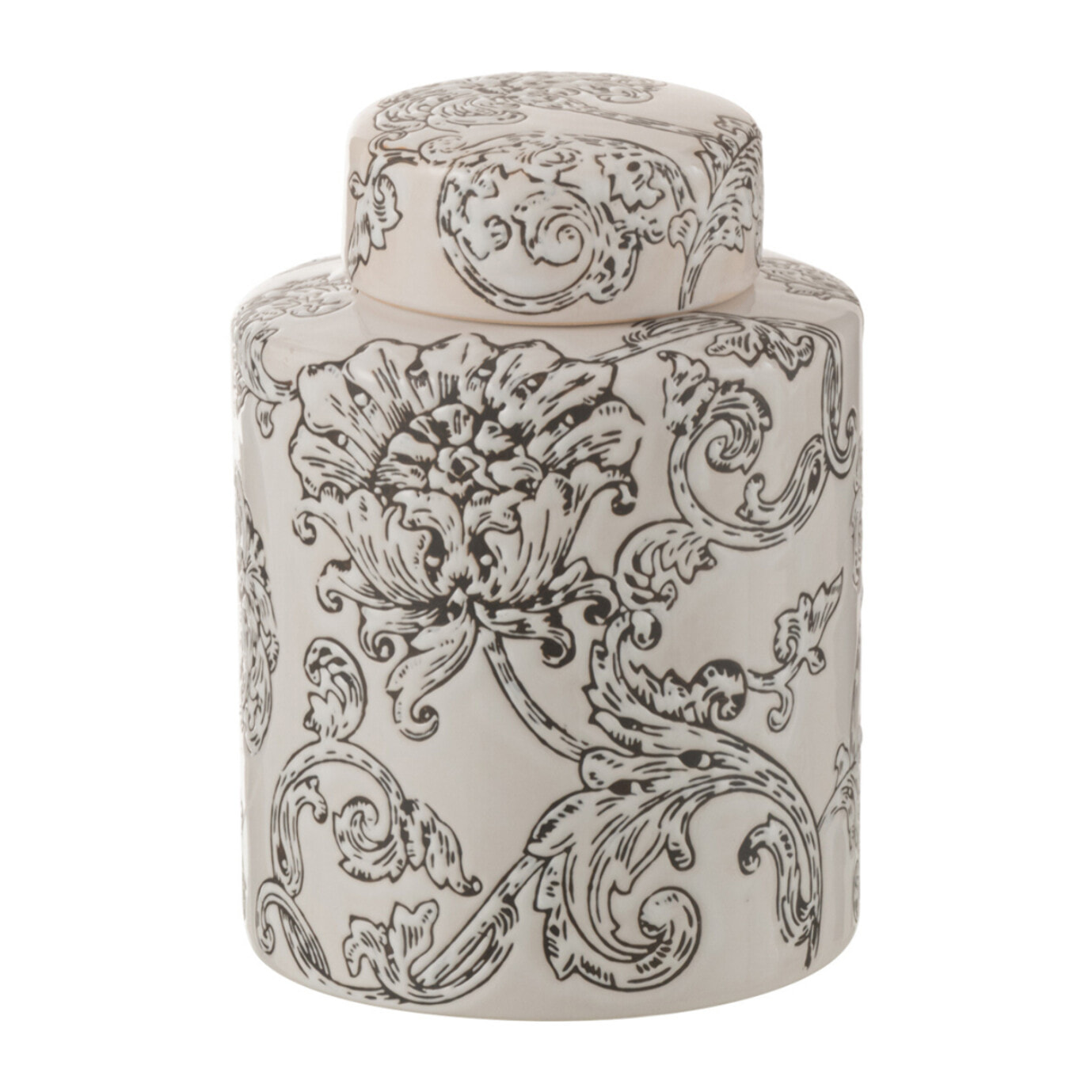 J-Line urne décorative Zen - porcelaine - blanc/noir - small