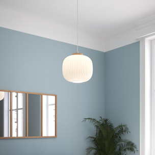 Suspension verre "Travis" blanc D25cm