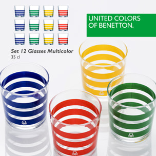 Set cristalería 12 piezas de vasos de vidrio decorados, benetton