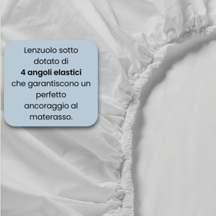 COMPLETO LETTO MAX COLOR, 100% Cotone, Made in Italy - GRIGIO CHIARO