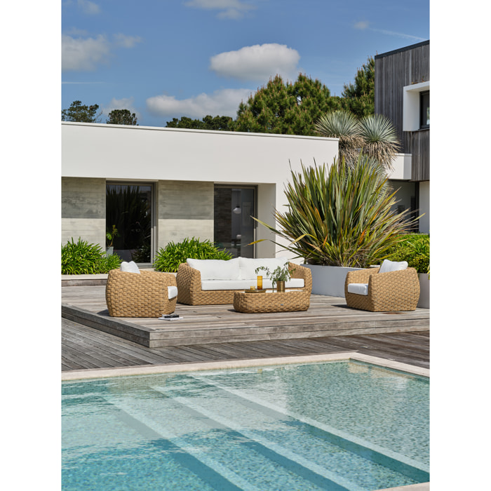 RAMATUELLE - Salon bas de jardin 5 places en aluminium et résine tressée