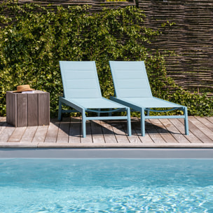 Lot de 2 bains de soleil BARBADOS en textilène bleu clair - aluminium bleu clair