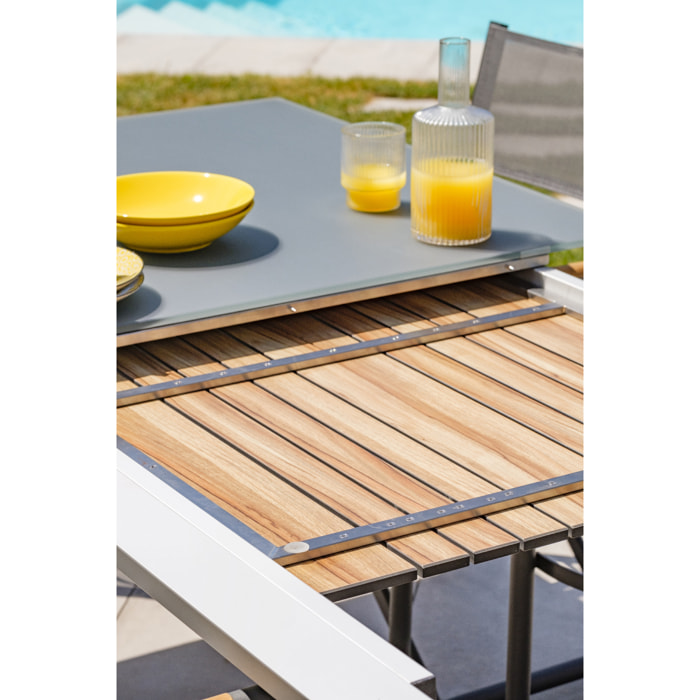 HONFLEUR - Ensemble repas de jardin 8 places en aluminium gris anthracite