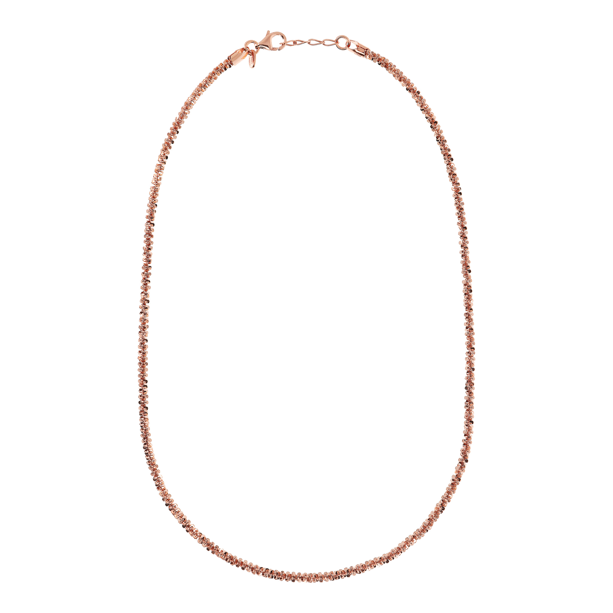 Collana in Argento 925 placcato Oro Rosa 18Kt con Catena Margherita Lucida