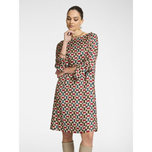 Elena Mirò - Vestido con estampado geométrico - Burgundy