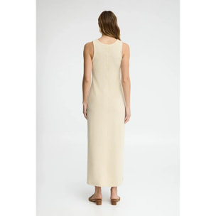 Vestido color crema de punto rustico con logo Polo Club