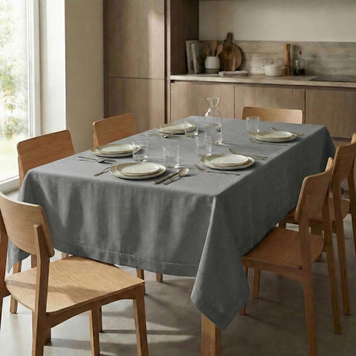 Tovaglia in cotone ajour elegante e versatile, tessuto morbido e resistente, ideale per tavola quotidiana e occasioni formali, design raffinato e discreto, facile da lavare e stirare, certificata sicura per uso domestico