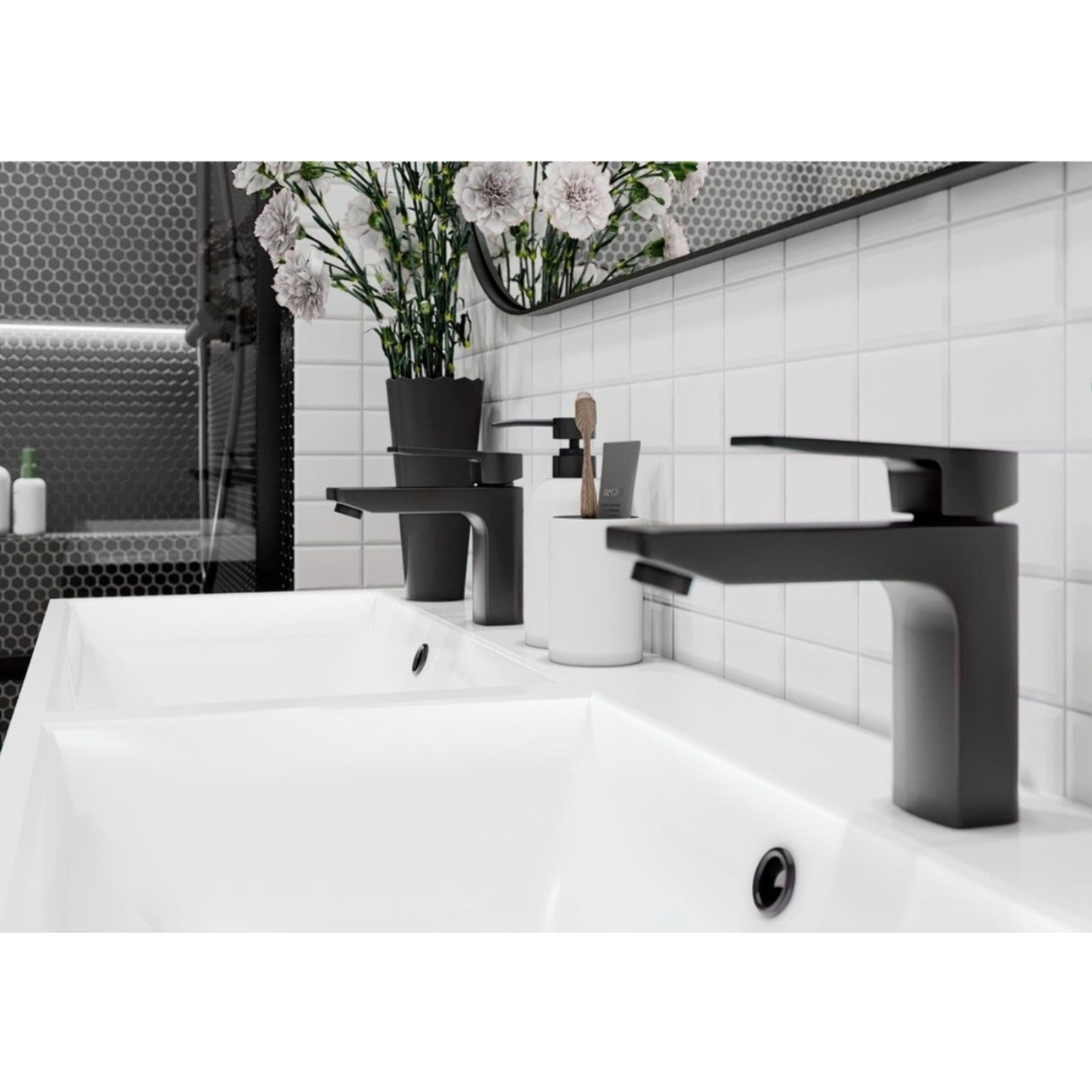 Cube Way mitigeur de lavabo à levier sur pied, sans vidage, noir mat (CU271MC)