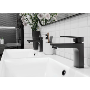 Cube Way mitigeur de lavabo à levier sur pied, sans vidage, noir mat (CU271MC)