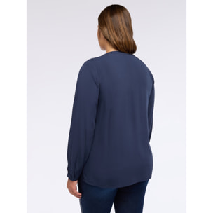 Fiorella Rubino - Blusa de muselina de viscosa con escote de lágrima - Azul