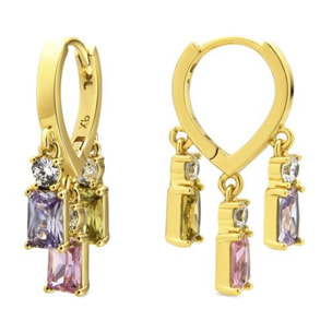 Pendientes con Circonita Multicolor acabado oro 18k