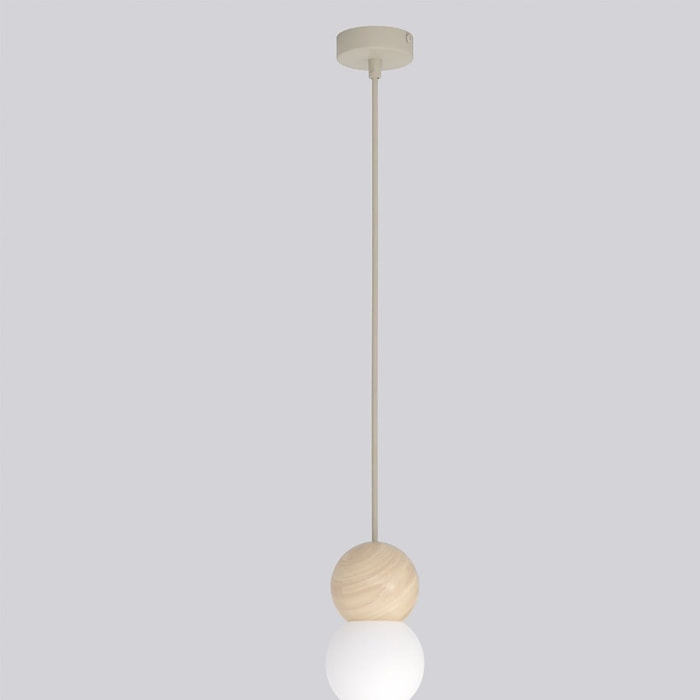 Lampada a sospensione LOOP in acciaio moka e legno