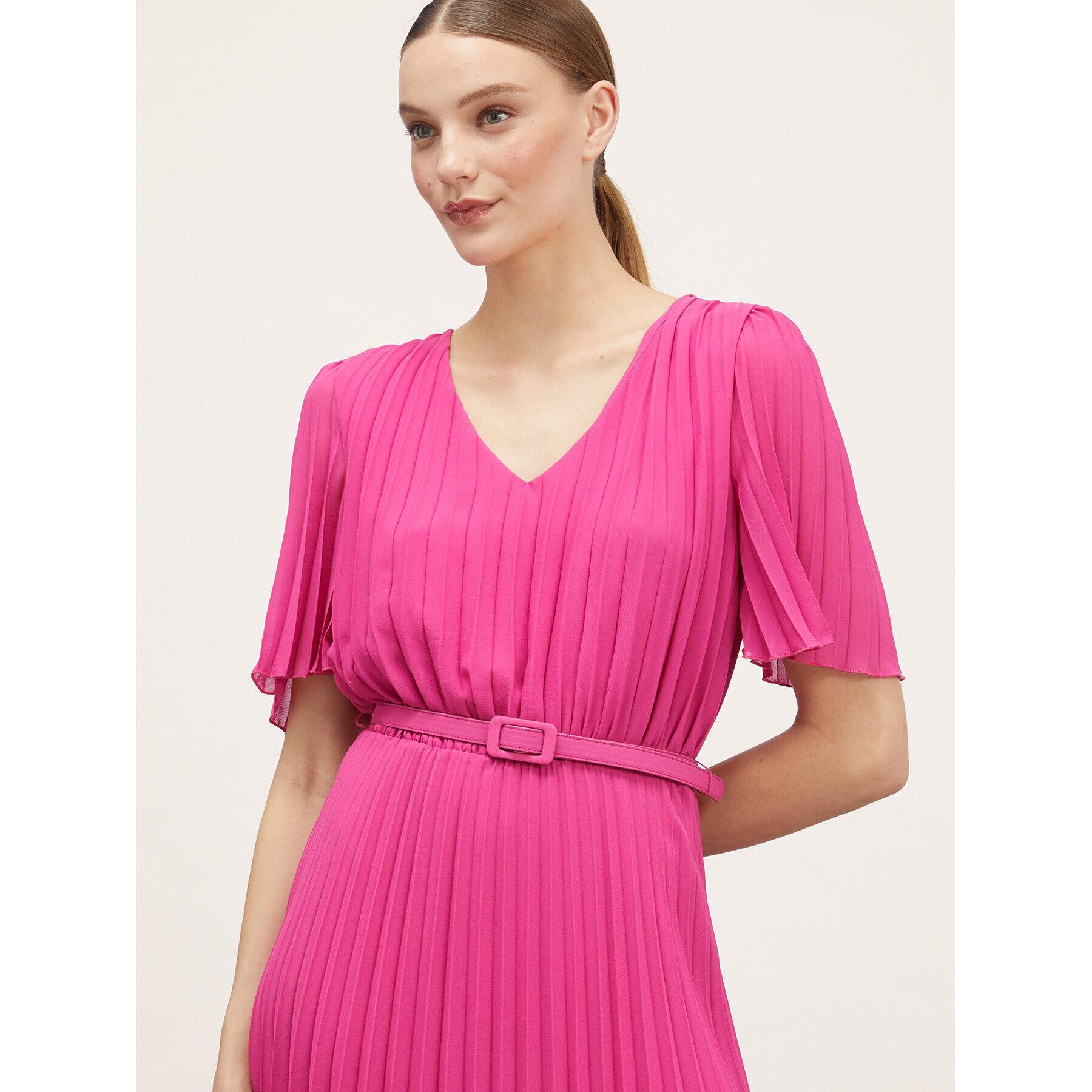 Motivi - Mini dress plissé con cintura - Fucsia