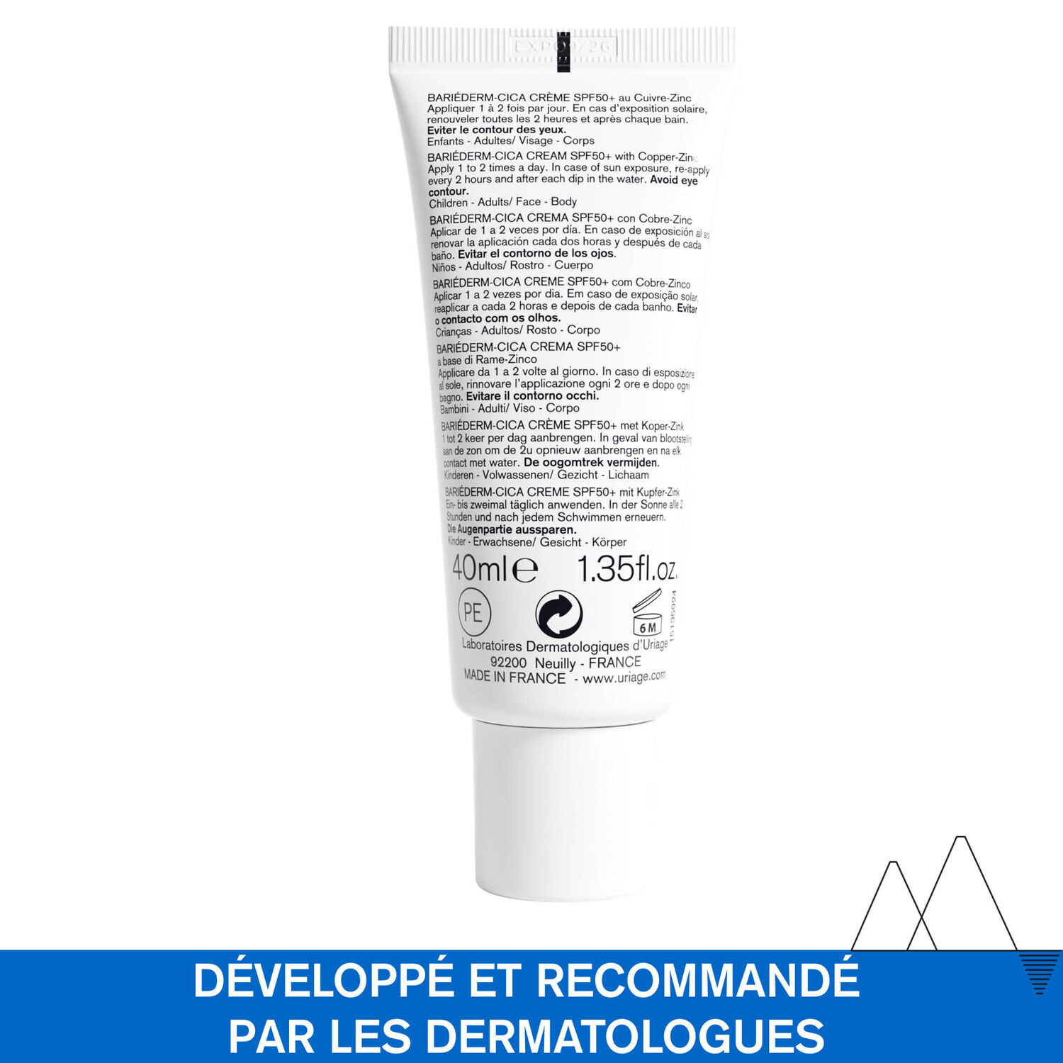 Bariéderm - Cica-Crème SPF50+ - Réparatrice au Cuivre-Zinc 40 ml
