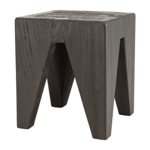 DANDY - Tabouret carré noir 35x35cm bois Pin recyclé