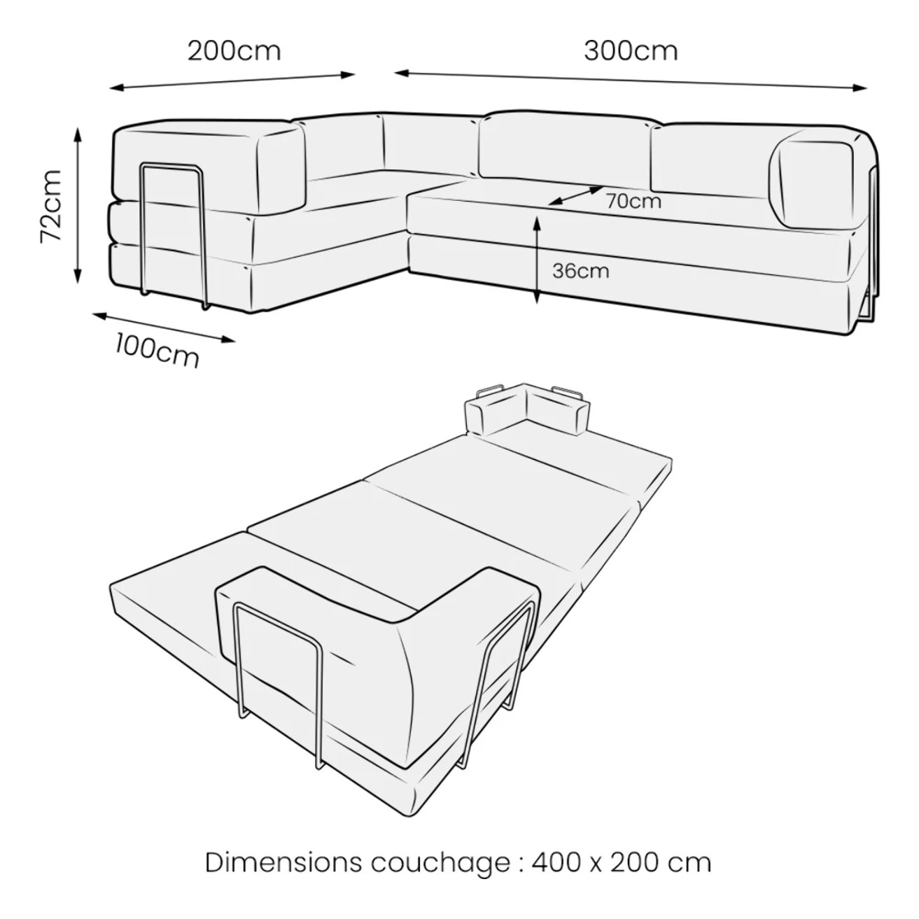 TRENDY - Canapé compressé 5 places angle modulable en velours côtelé jaune