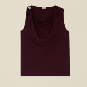 Oltre - Top con drapeado y cierre metálico. - Burgundy