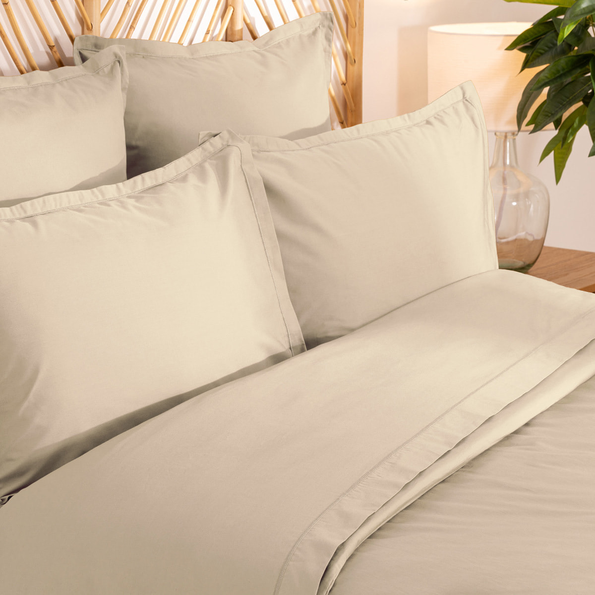 Drap-housse "Landiha" percale beige 160x200cm