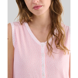 Camisón corto mujer corazones sin mangas suave