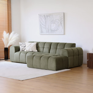 ALINE Canapé d'angle 3 places nuage en velours vert