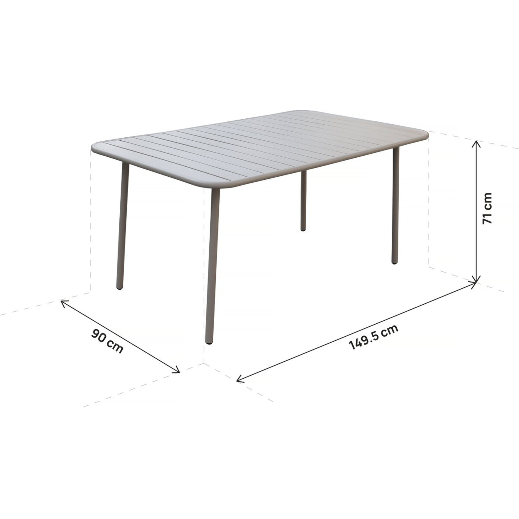 Table jardin en métal "Bilbao" - 150 x 90 x 71 cm - Taupe