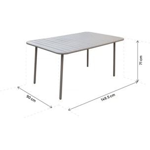 Table jardin en métal "Bilbao" - 150 x 90 x 71 cm - Taupe