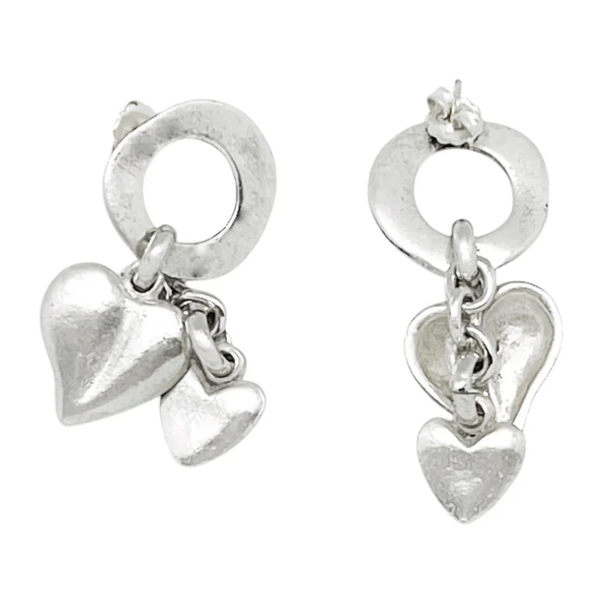 Pendiente cascada corazón en plata chapado