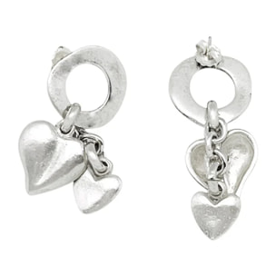 Pendiente cascada corazón en plata chapado