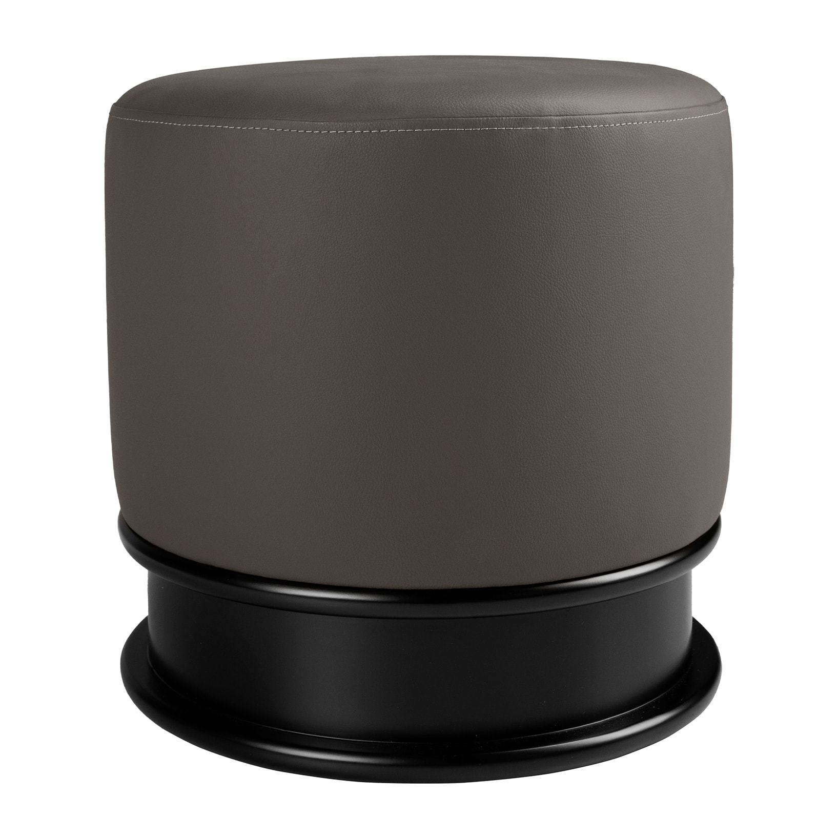 Puff con asiento tapizado en polipiel en gris oscuro sus patas de madera de mdf en negro 43x43x42cm
