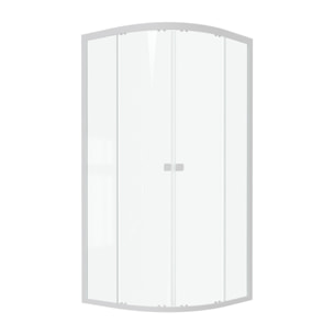 Porte de douche 1/4 cercle blanc 90x90cm de largeur - verre transparent - WHITY ROUND