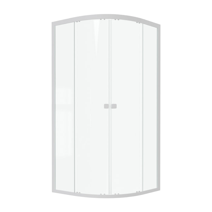 Porte de douche 1/4 cercle blanc 90x90cm de largeur - verre transparent - WHITY ROUND