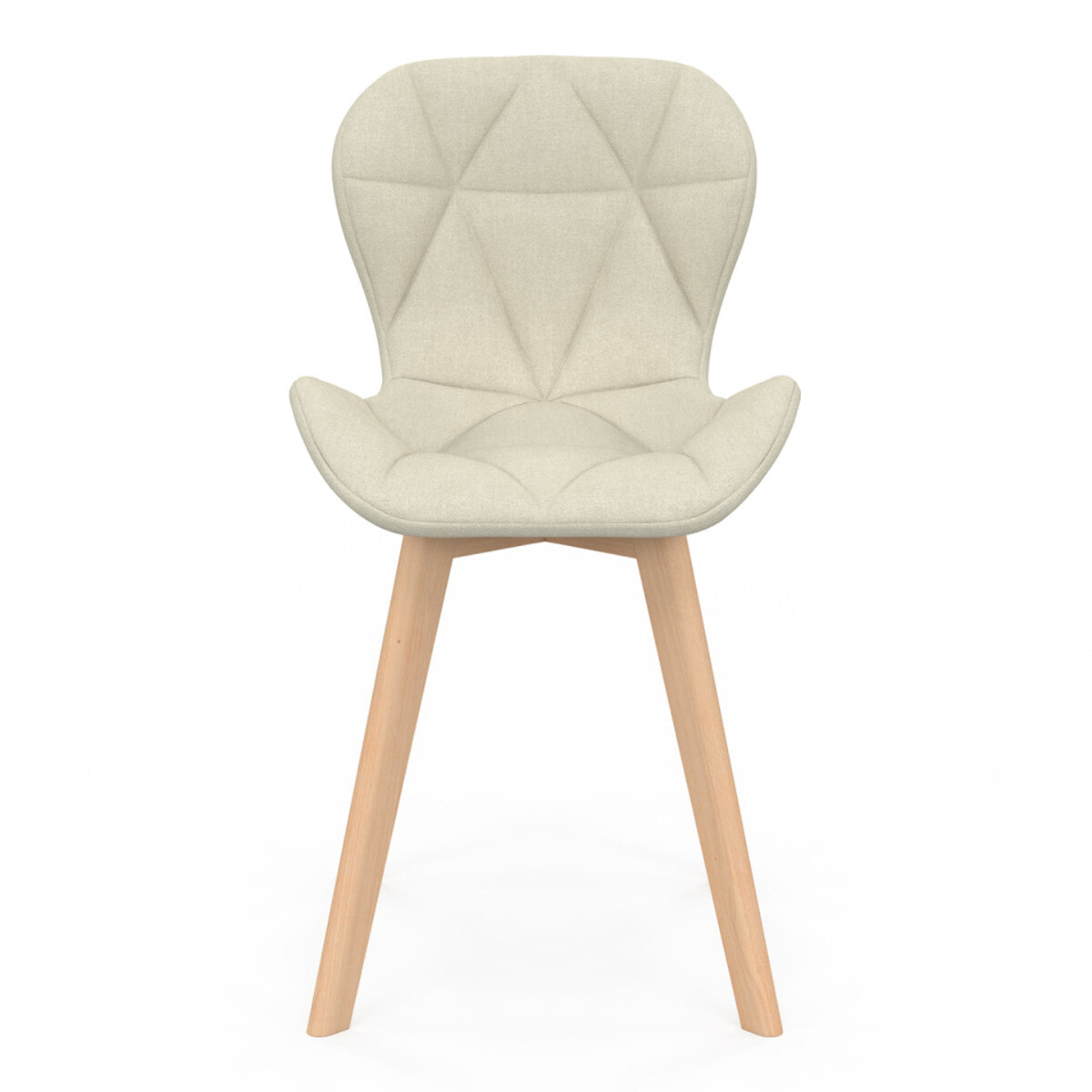 Chaises Gatsby en tissu beige et pieds bois - lot de 6