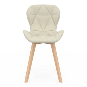 Chaises Gatsby en tissu beige et pieds bois - lot de 6