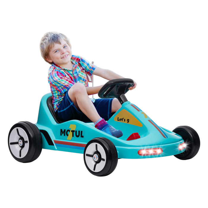 Kart Eléctrico para Niños de +3 Años Kart Eléctrico 6 V con Música Luz Bocina Cinturón de Seguridad Go Kart Carga 50 kg Azul