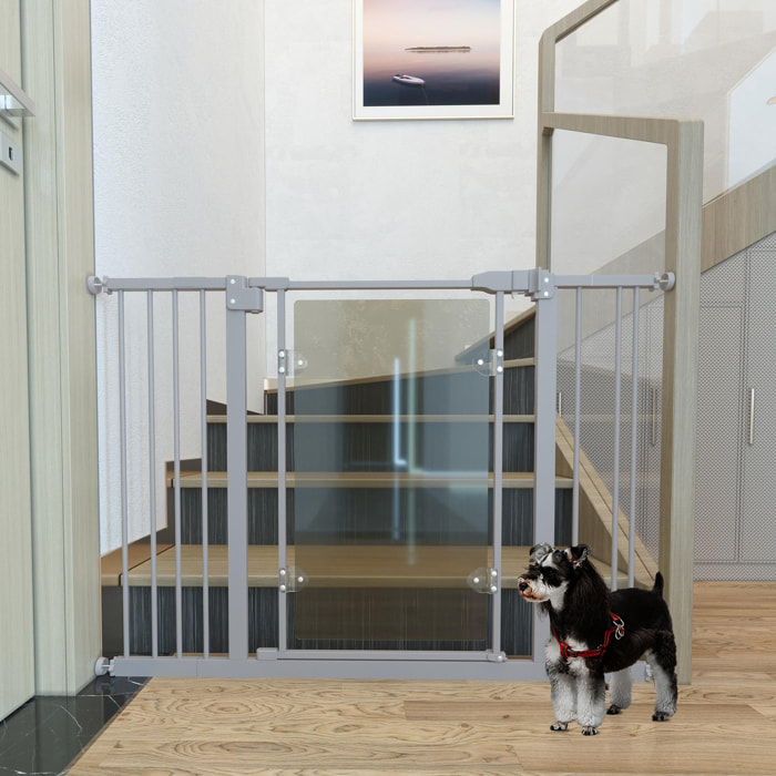 Barrera Seguridad de Perros para Escaleras Puertas 74-105 cm con Puerta Acrílica