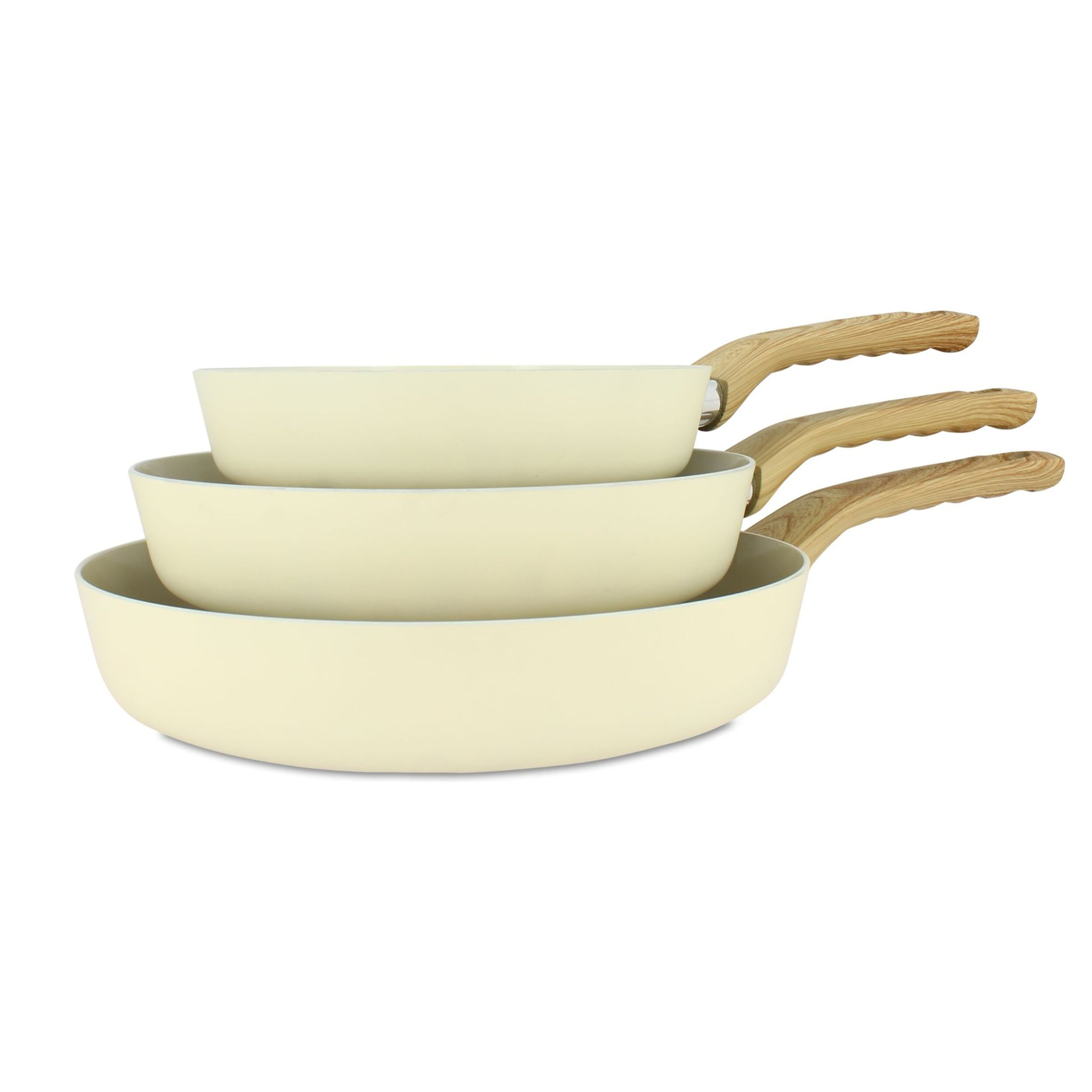 Lot de 3 poêles revêtement céramique crème - tous feux CREME