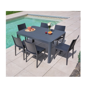 MIMAOS - Ensemble table et chaises de jardin  - Gris Anthracite et Vert olive