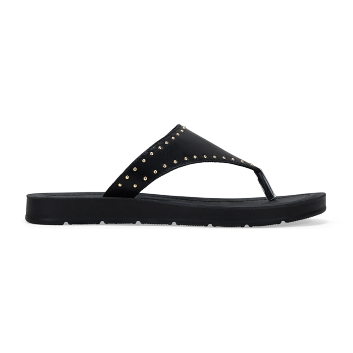 Sandalias de dedo negras con tachuelas